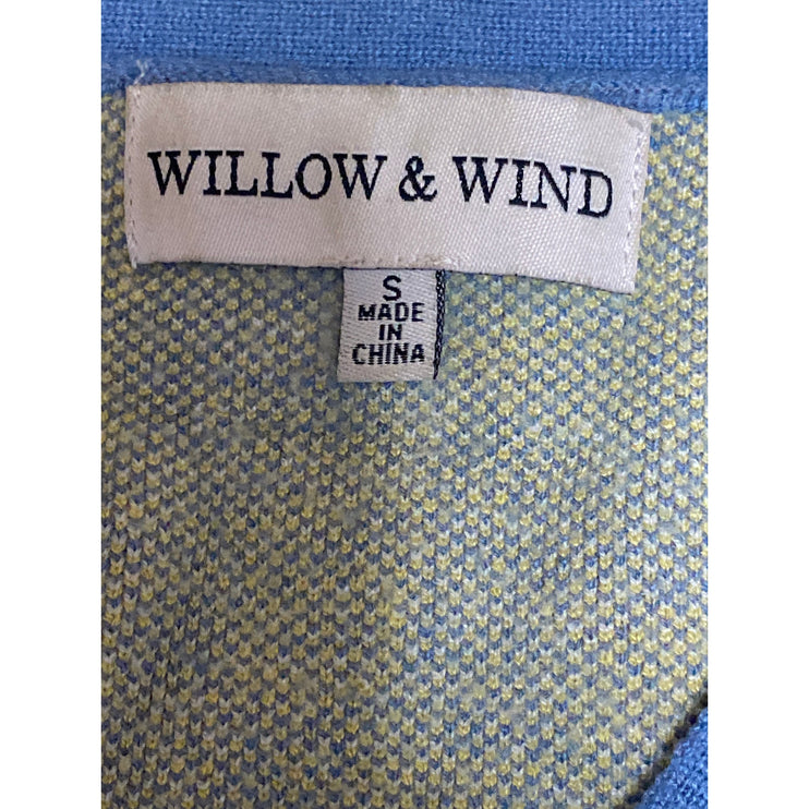 Willow & Wind Blue Floral Daisy Long Sleeve Button Up Cardigan Sweater Top Sz S