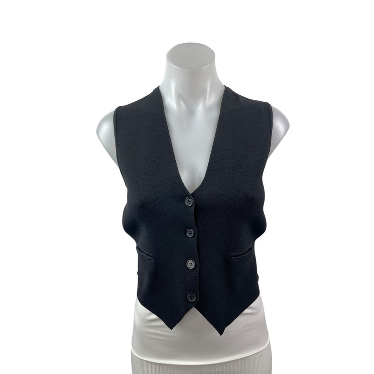 Zara Women's Black Sleeveless V Neck Button Down Waistcoat Suit Vest Tank Top S
