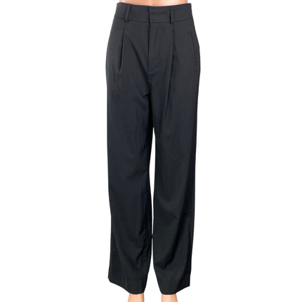 Everlane Women's Black Pleated High Rise Straight Wide Leg Trousers Pants Size 0