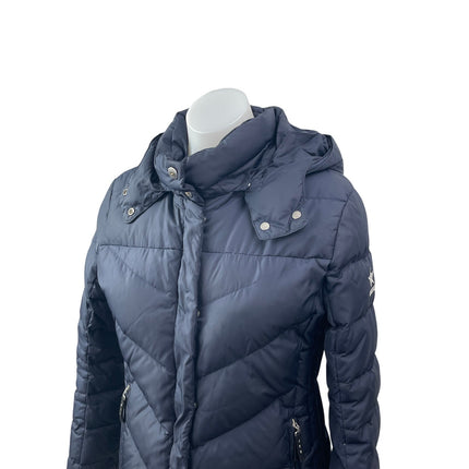 Bogner Women's Navy Blue Quilted Long Sleeve Hooded Padded Puffer Coat Jacket XL