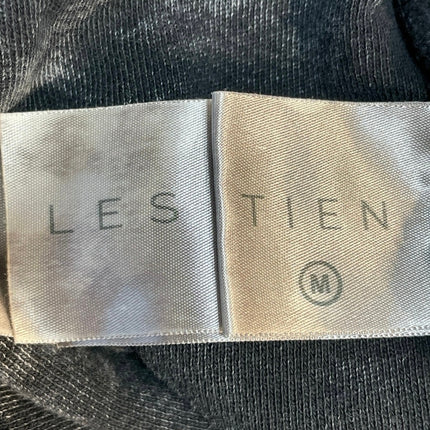 Les Tien Women's Black Gray Fleece Drawstring Wide Leg Lounge Sweat Pants Size M