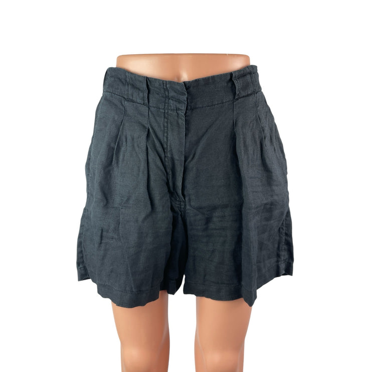 M&S Marks & Spencer Women's Black Pleated High Rise Casual Mini Shorts Size 4