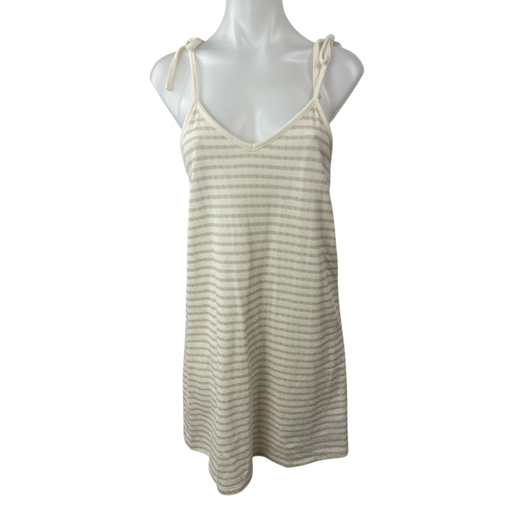 Madewell Beige Striped Sleeveless V-Neck Cami Camisole Mini Tank Shift Dress S