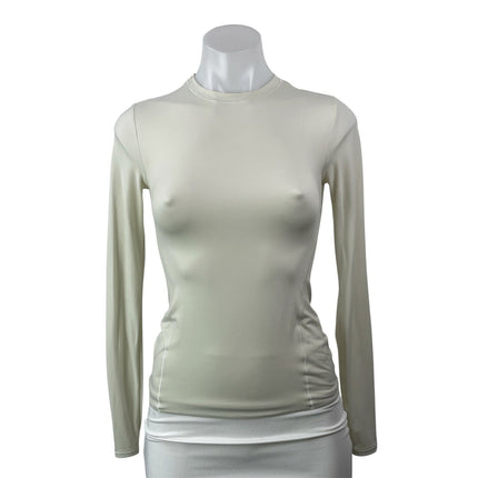 Lululemon Women's Beige Long Sleeve Mock Neck Slim Fitted T Shirt Tee Top XS