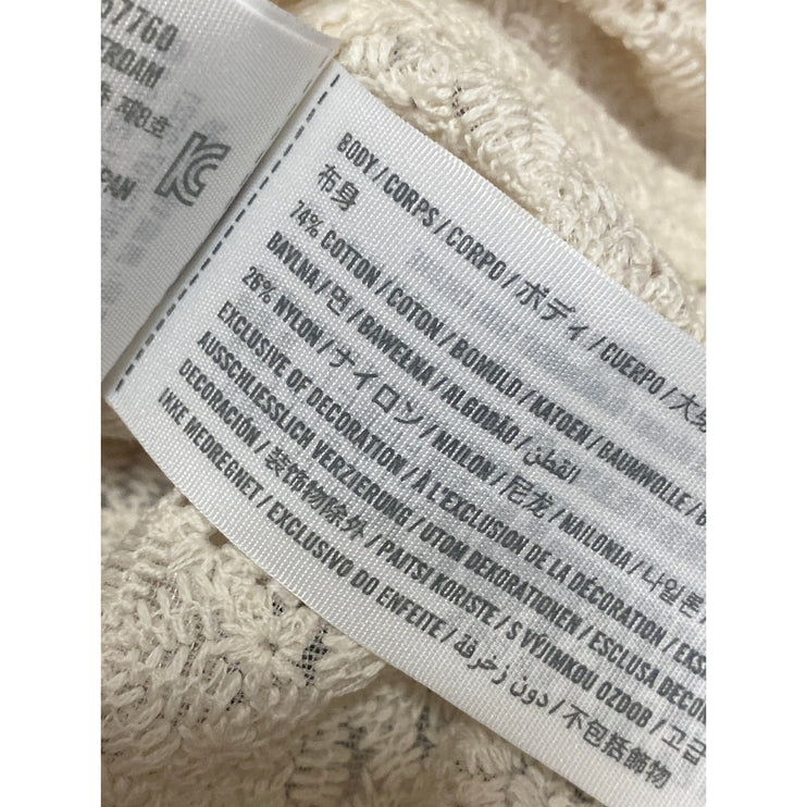 Abercrombie & Fitch Mens Cream Lace Crochet Short Sleeve Button Crop Shirt Top L