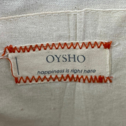 Oysho Women's Beige Tan Raffia Embroidered Floral Crossbody Shoulder Bag