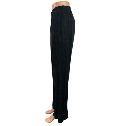 Shade & Shore Black Pull On High Rise Gauze Wide Leg Beach Cover Up Pants Size M