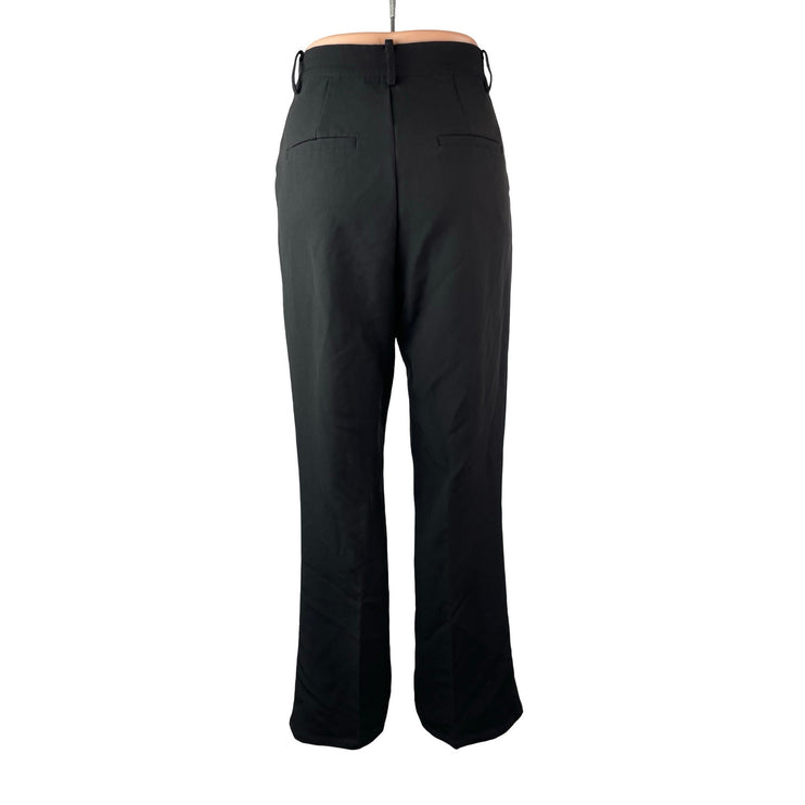 MNI Women's Black Pintuck High Rise Flared Bootcut Trousers Dress Pants Size S