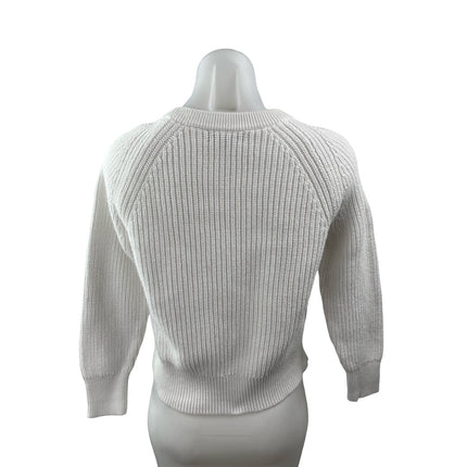 J.Crew Women's White Ribbed Knit Crew Neck Long Balloon Sleeve Sweater Top XS