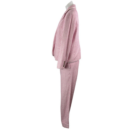 Ann Taylor Curvy Fit Pink Houndstooth Blazer Dress Pants Two Piece Set Size 10