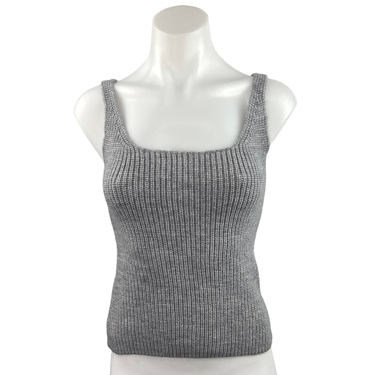 Fashion Nova Gray Square Neck Ribbed Knit Pullover Sweater Tank Top Size S