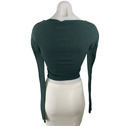 NEW Free People FP Movement Gone Adrift Green Striped Yoga Athletic Crop Top M