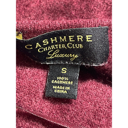 Charter Club 100% Cashmere Women's Maroon Boat Neck Long Sleeve Sweater Top Sz S