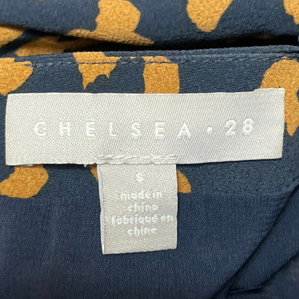 Chelsea 28 Blue Short Puff Sleeve Animal Print Leopard Mini Sheath Dress Size S