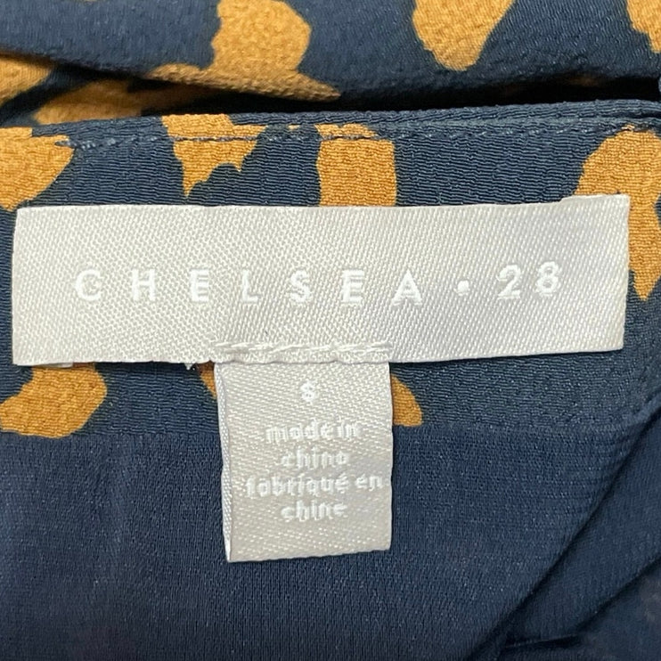 Chelsea 28 Blue Short Puff Sleeve Animal Print Leopard Mini Sheath Dress Size S
