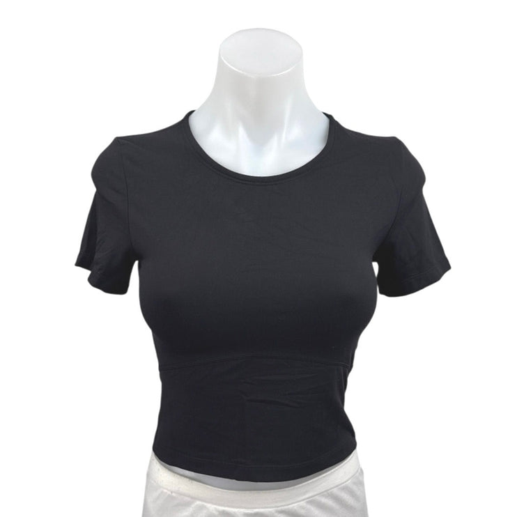 Aritzia TNA Action Black Crewneck Short Sleeve Activewear Crop Tee T-shirt Top S