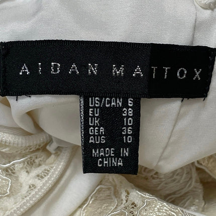 Aidan Mattox Women's Cream 3/4 Sleeves Floral Embroidered Lace Formal Dress Sz 6