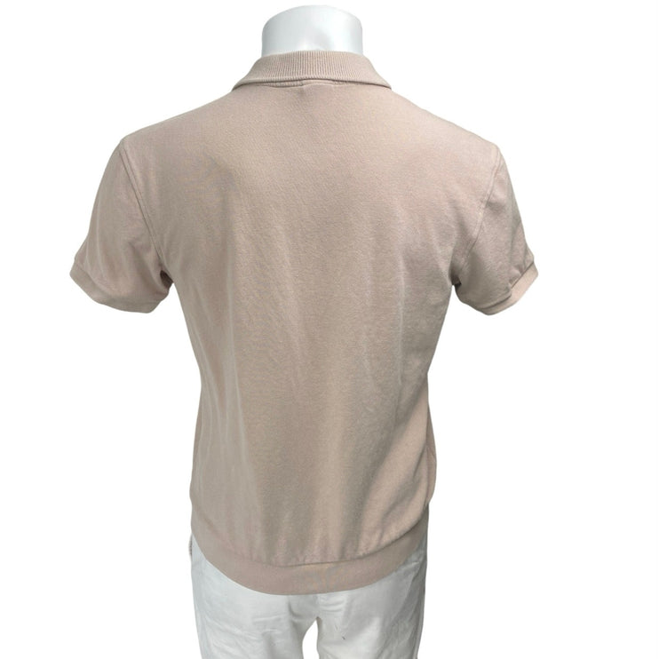 Zara Men's Beige Short Sleeve Collared Golf Pullover Knit Polo Shirt Top Size M