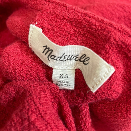 Madewell Womne's Red Puff Sleeve Square Neck Babydoll Flare Peplum Blouse Top XS