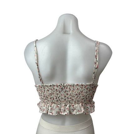 Princess Polly Women's White Floral Sleeveless Smocked Peplum Ruffle Crop Top 8