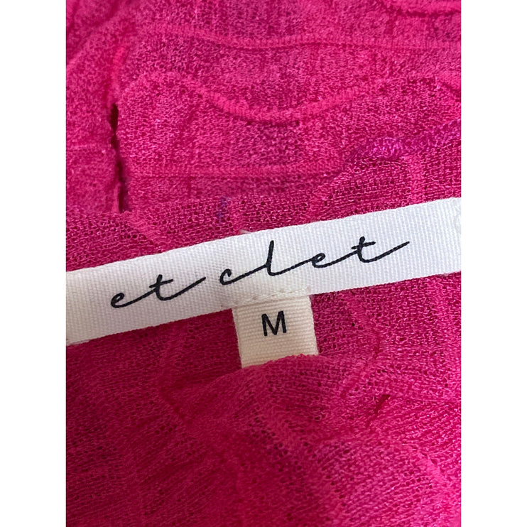 Et Clet Women's Pink Crinkled Sleeveless V Neck Cropped Tank Cami Camisole Top M