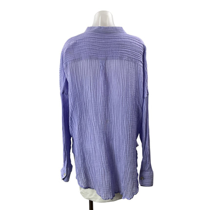 Monday Swimwear Barcelona 100% Linen Purple Long Sleeves Tunic Shirt Top Sz M/L