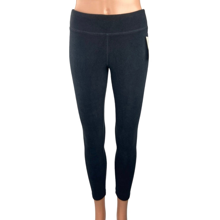 Jockey NWT Black Microvelour Mid Rise Activewear Fitness Ankle Crop Leggings S