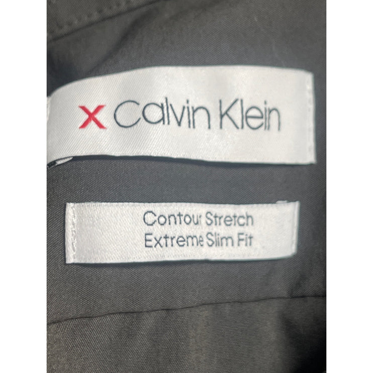Calvin Klein Men's Gray Extreme Slim Fit Long Sleeve Button Up Dress Shirt 32/33
