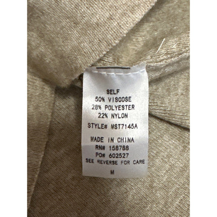 Mable Beige Khaki Tan Knit Long Sleeve Mock Neck Cropped Sweater Top Size M