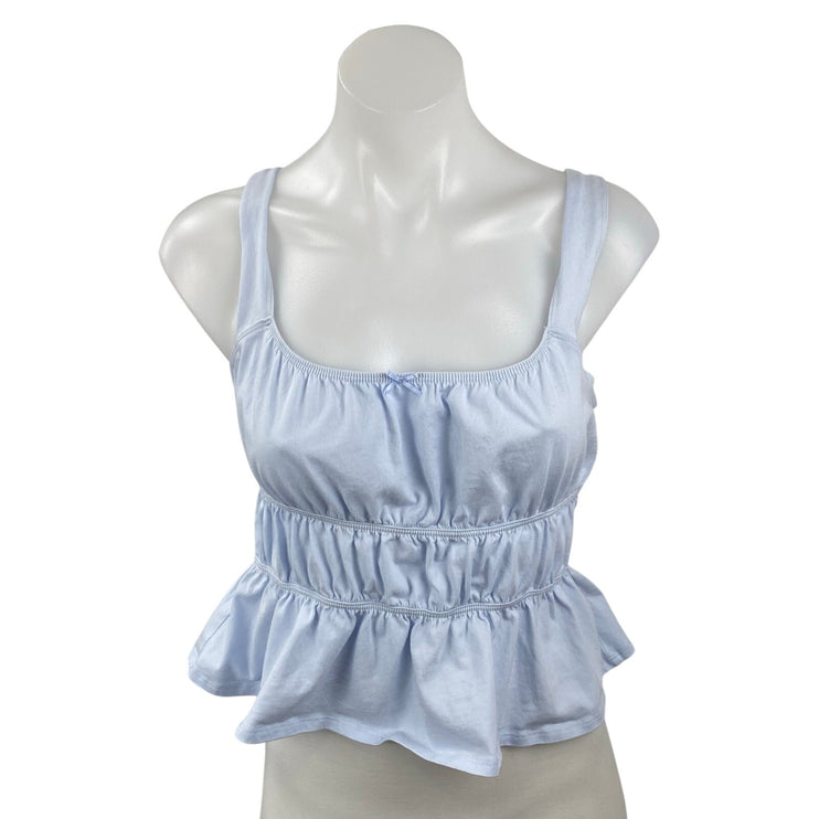NEW Aritzia Sunday Best Marine Smocked Sleeveless Crop Babydoll Cami Tank Top S