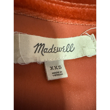 Madewell Women's Orange Velvet Velour Short Sleeve Blouse T-Shirt Top Size XXS