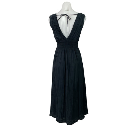 Abercrombie & Fitch Womens Black Sleeveless Smocked Flowy Midi A-line Dress XXSP