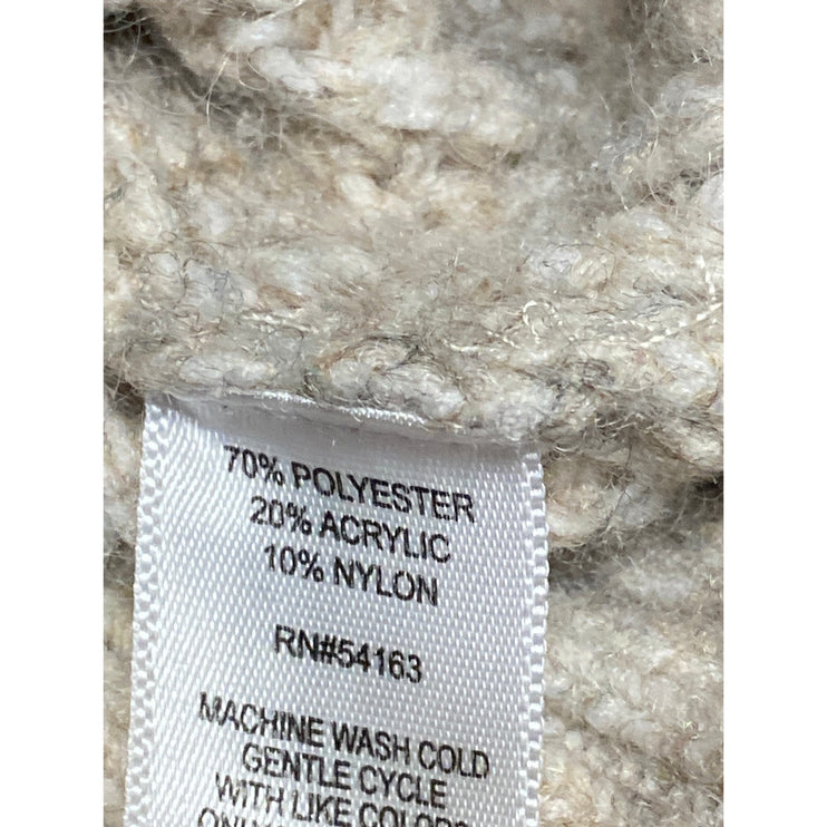 Andrew Marc NY Womens Beige Cable Waffle Knit Fleece Full Zip Sweater Top Size M