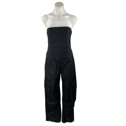 Zara Women's Black Sleeveless Tube Bandeau Wide Leg One Piece Jumpsuit Romper M