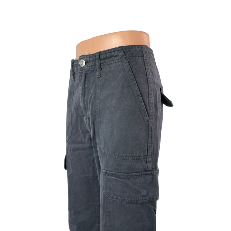 Zara Women's Black High Waisted Wide Leg Utility Cargo Trousers Pants Size 4