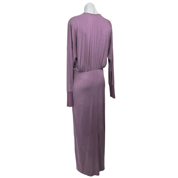 Free People Riley Cupra Women's Purple Long Sleeve V Neck Maxi Faux Wrap Dress M