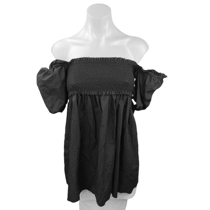 Aritzia Sunday Best Women's Black Off Shoulder Raw Edge Mini A-Line Dress 2XS