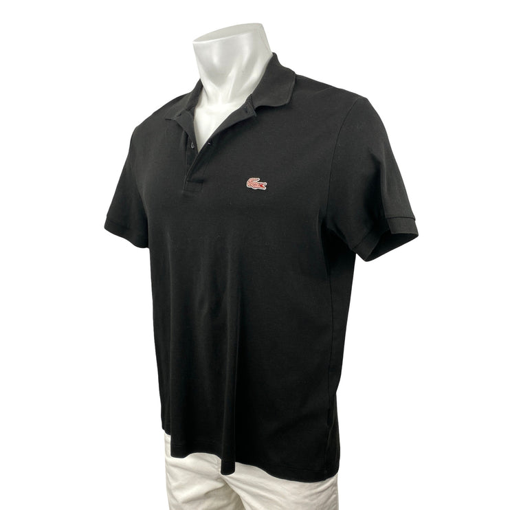 Lacoste Men's Black Logo Short Sleeve Golf Collared Casual Polo Shirt Top Size L