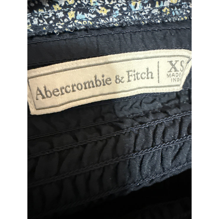 Abercrombie & Fitch Blue Floral Sleeveless Smocked Cami Midi A-Line Dress Sz XS