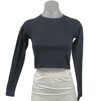 H&M Move Womens Black Seamless Long Sleeve Yoga Workout Athletic Crop Top Size S
