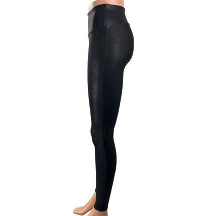 SPANX Women's Black Faux Leather Activewear Skinny Shaping Leggings Pants Sz XS