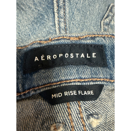 Aeropostale Women's Blue Mid Rise Flared Bootcut Y2k Cargo Denim Jeans Size 2