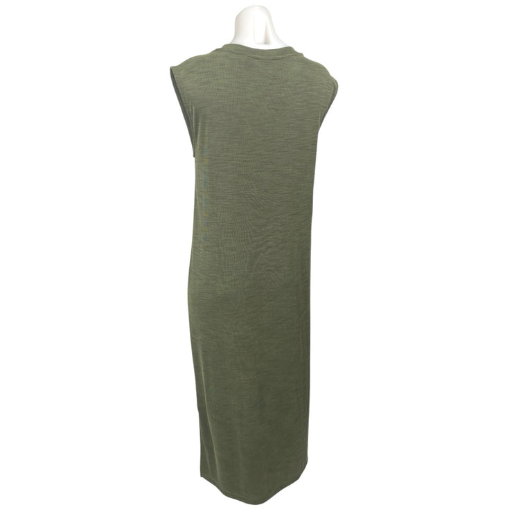 Nicole Miller Green Short Cap Sleeve Ribbed Knit Shift Tank Maxi Dress Size M