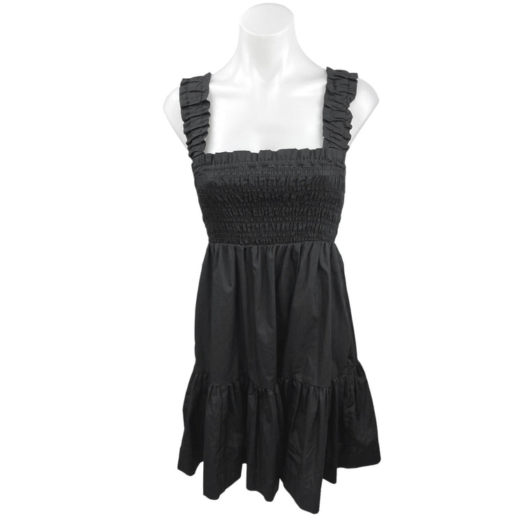 Abercrombie & Fitch Black LBD Smocked Ruffle Tiered A Line Mini Dress Size XS