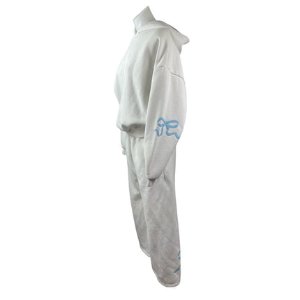 Edikted White Hoodie Sweatshirt Wide Leg Sweat Pants Athletic Activewear Set S/M