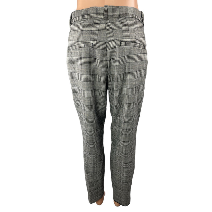 H&M Women's Gray Glen Plaid Check High Rise Skinny Trouser Dress Pants Size 8