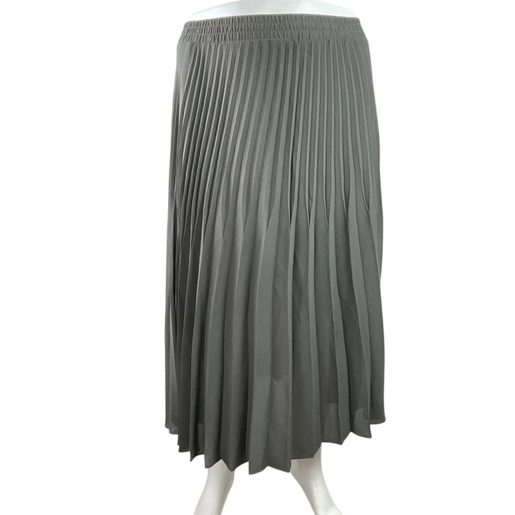 NEW Max Studio Women's Green Pleated High Waisted Maxi Flared A-Line Skirt Sz XL