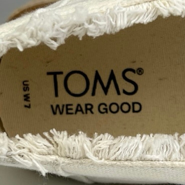 Toms Valencia Women's White Platform Espadrilles Slip On Flats Shoes Size 7