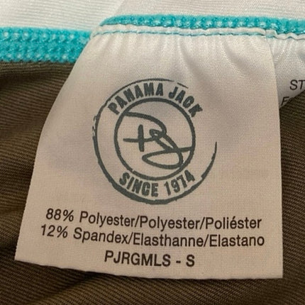 Panama Jack Women's Green Long Sleeve Colorblock Log Swim Rashguard Top Size S