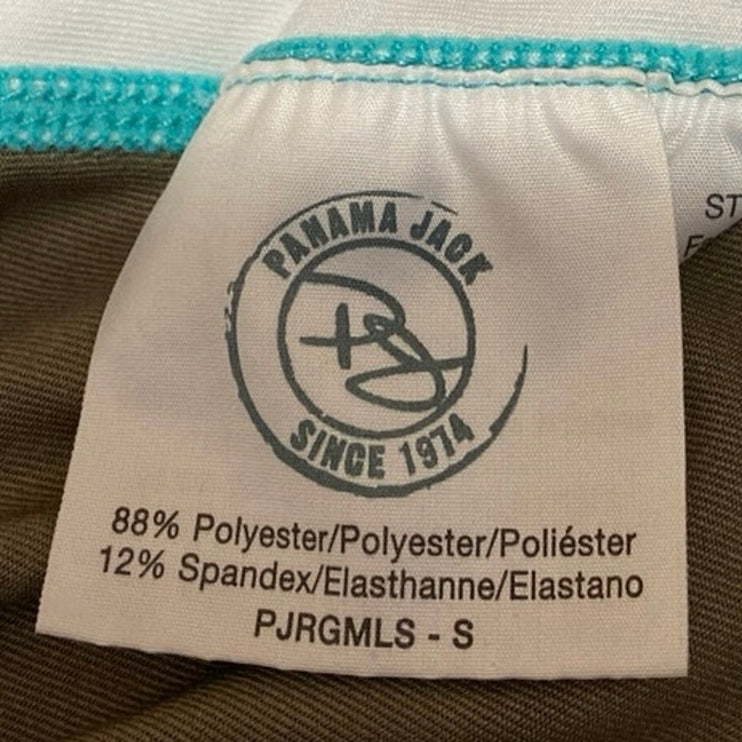 Panama Jack Women's Green Long Sleeve Colorblock Log Swim Rashguard Top Size S